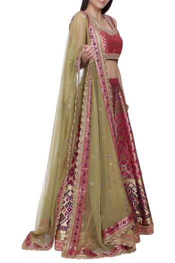 Bhumika Grover_Pink Banarasi Silk Lehenga Set_Online_at_Aza_Fashions