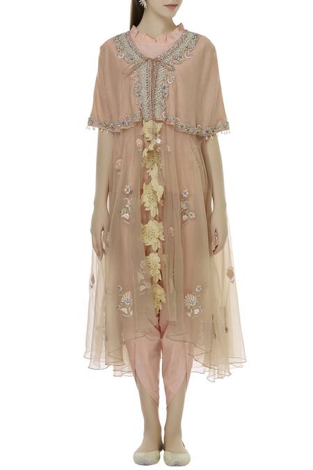 Sonali Gupta Pink Embroidered Kaftan Kurta And Dhoti Pant Set Online at Aza Fashions Sonali Gupta_Pink Embroidered Kaftan Kurta And Dhoti Pant Set _Online_at_Aza_Fashions