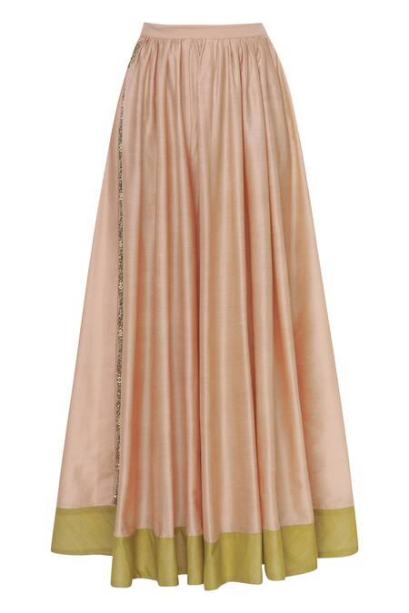 Shop_Sonali Gupta_Peach Blended Silk Jacket Embroidered Lehenga Set _Online_at_Aza_Fashions