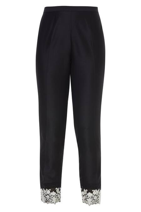 Shop Sonali Gupta Black Knitted Round Neck Embroidered Jacket And Pant Set Online at Aza Fashions Shop_Sonali Gupta_Black Knitted Round Neck Embroidered Jacket And Pant Set _Online_at_Aza_Fashions