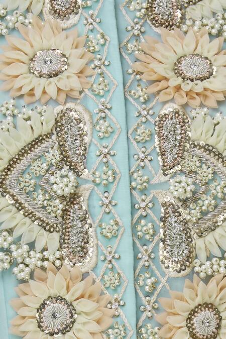 Sonali Gupta Blue Organza Round Neck Asymmetric Kurta And Sharara Set at Aza Fashions Sonali Gupta_Blue Organza Round Neck Asymmetric Kurta And Sharara Set _at_Aza_Fashions