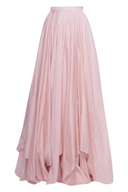 Shop_Divya Kanakia_Pink Flared Lehenga With Embroidered Top _Online_at_Aza_Fashions