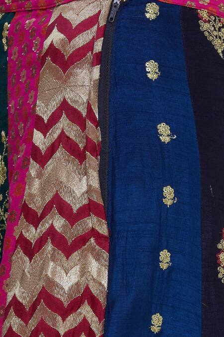 Divya Kanakia_Multi Color Raw Silk, Net, Pure Brocade Sequin, Nalki Embroidered Lehenga Set _at_Aza_Fashions