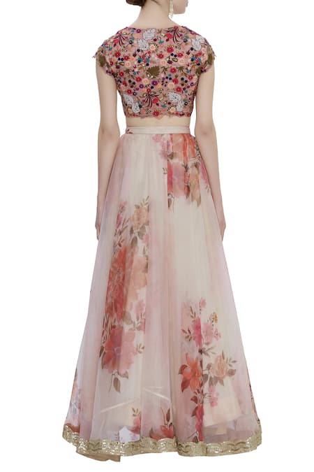 Divya Kanakia Organza Printed Lehenga Set 