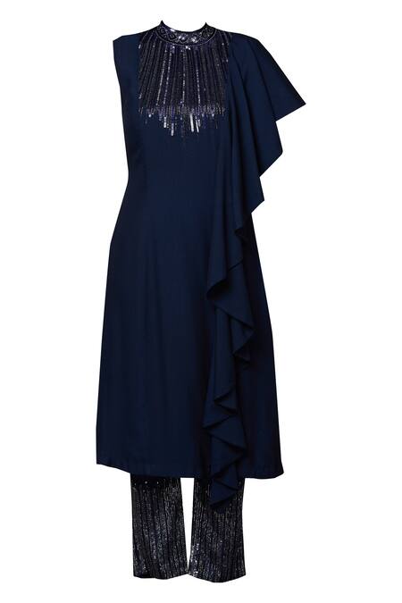 Buy Aariyana Couture Blue Sequins Embroidered Kurta With Pants Online at Aza Fashions Buy_Aariyana Couture_Blue Sequins Embroidered Kurta With Pants_Online_at_Aza_Fashions