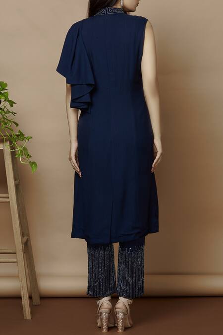 Shop Aariyana Couture Blue Sequins Embroidered Kurta With Pants at Aza Fashions Shop_Aariyana Couture_Blue Sequins Embroidered Kurta With Pants_at_Aza_Fashions