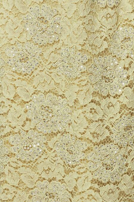 Shop_Aariyana Couture_Yellow Georgette, Bamboo, Silk Embroidery Round Neck Kurta With Pants_Online_at_Aza_Fashions