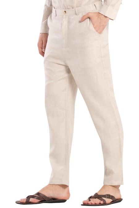 Buy AND Olive Linen Trousers for Women Online @ Tata CLiQ