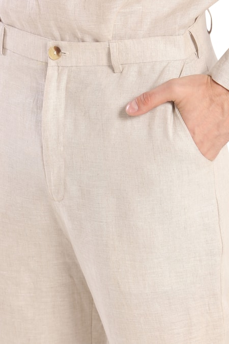 Buy Mens Ankle Length Beige Linen Trousers Office Outfit Vacation Holiday  Ankle Length Streetwear Trousers for Men Formal Party Wear Trousers Online  in India - Etsy