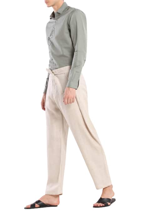 Paul Smith Wide-leg Pleated Linen Trousers in Natural for Men | Lyst Canada