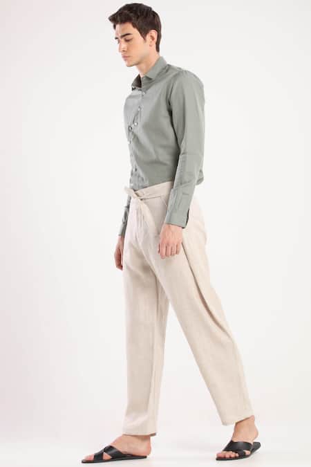 White Solid Trouser for men- Linen Club Studio