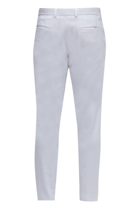 Dhruv Vaish_White Denim Trousers_Online_at_Aza_Fashions