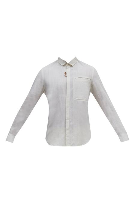 Buy_Dhruv Vaish_Off White Handloom Cotton Shirt_Online_at_Aza_Fashions