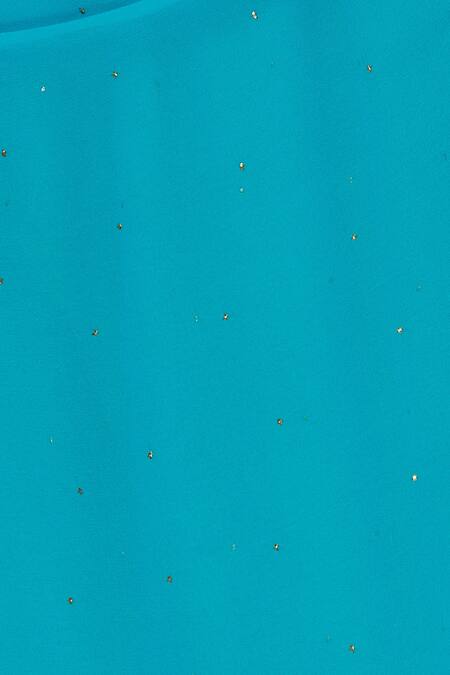 Tisha Saksena_Blue Raw , Georgette Round Hand Embroidered Saree Set With Jacket_at_Aza_Fashions