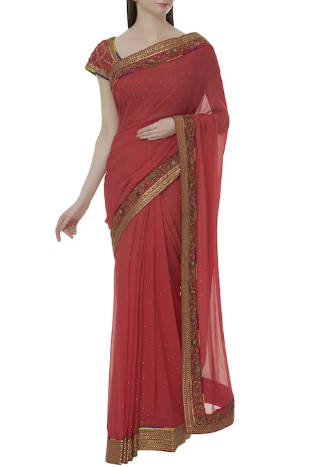 Tisha Saksena Hand embroidered saree set 