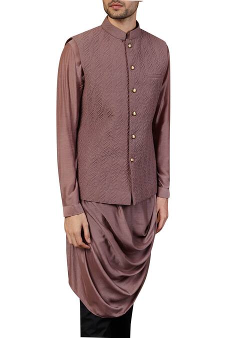 Shop_Seven_Purple Cotton Silk Quilted Nehru Jacket_Online_at_Aza_Fashions