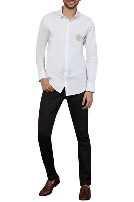Seven White Cotton Embroidered Shirt Online at Aza Fashions Seven_White Cotton Embroidered Shirt_Online_at_Aza_Fashions