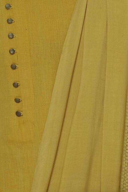 Gram Of Ink Yellow Cotton Draped Kurta Set at Aza Fashions Gram Of Ink_Yellow Cotton Draped Kurta Set_at_Aza_Fashions