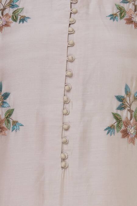 Shruti Sancheti_Pink Chiffon, Silk Mul Round Hand Embroidered Kurta Set_at_Aza_Fashions