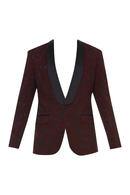 Buy_Chatenya Mittal_Black Silk Jaquard Tuxedo With Pants_Online_at_Aza_Fashions