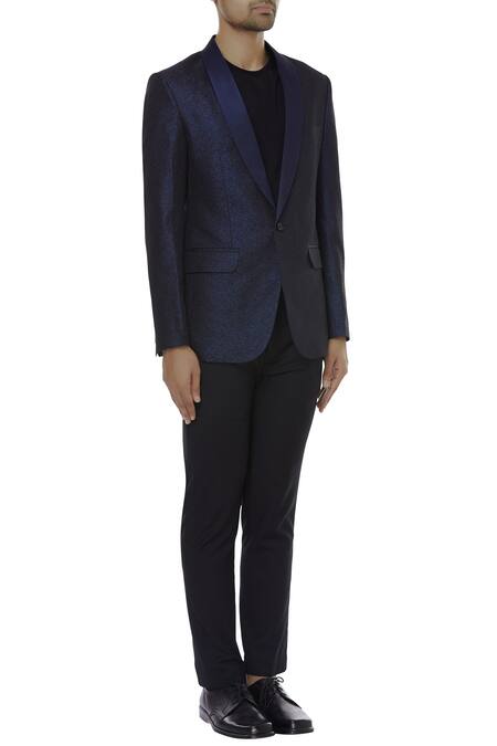 Chatenya Mittal_Black Silk Tuxedo With Pants_Online_at_Aza_Fashions