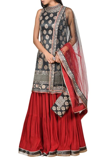 RI.Ritu Kumar Embroidered Kurta Lehenga Set 