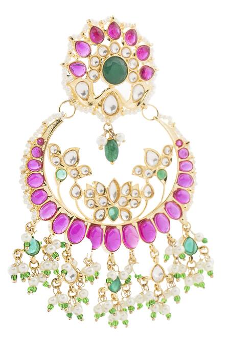 Buy Auraa Trends Gold Plated Stone, Bead Chandbalis Online at Aza Fashions Buy_Auraa Trends_Gold Plated Stone, Bead Chandbalis_Online_at_Aza_Fashions