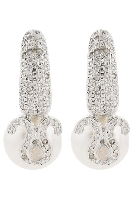 Auraa Trends White Bead Crystal Earrings 