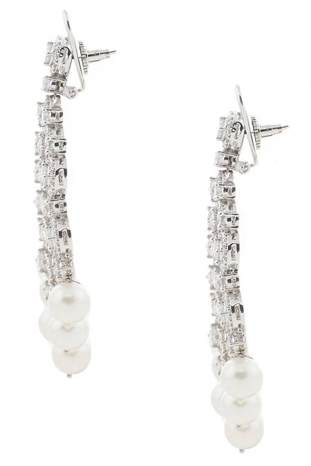 Shop_Auraa Trends_Silver Plated Bead Crystal Chandeliar Earrings_Online_at_Aza_Fashions