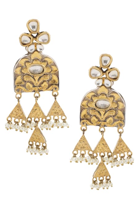 Buy_Auraa Trends_Gold Plated Cut Work Kundan Necklace Set _Online_at_Aza_Fashions