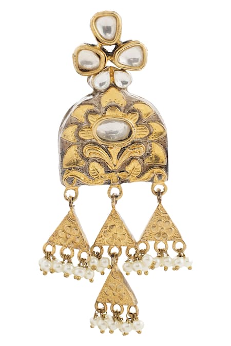 Shop_Auraa Trends_Gold Plated Cut Work Kundan Necklace Set _Online_at_Aza_Fashions