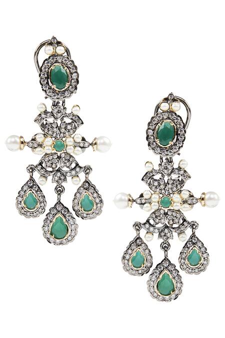 Buy Auraa Trends Silver Plated Crystal, Stone, Bead Choker Set Online at Aza Fashions Buy_Auraa Trends_Silver Plated Crystal, Stone, Bead Choker Set_Online_at_Aza_Fashions