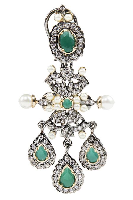 Shop Auraa Trends Silver Plated Crystal, Stone, Bead Choker Set Online at Aza Fashions Shop_Auraa Trends_Silver Plated Crystal, Stone, Bead Choker Set_Online_at_Aza_Fashions