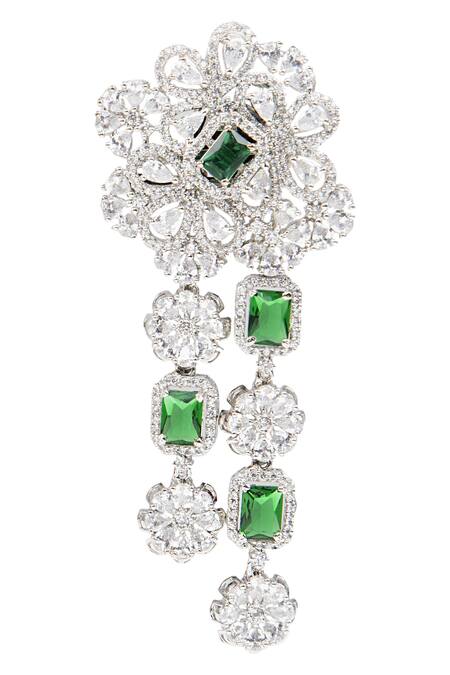 Buy_Auraa Trends_Silver Plated Crystal, Stone Earrings_Online_at_Aza_Fashions