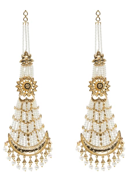 Auraa Trends Gold Plated Bead Kundan Earrings