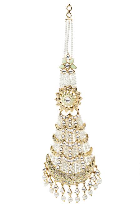 Buy_Auraa Trends_Gold Plated Bead Kundan Earrings_Online_at_Aza_Fashions