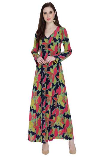 Anupamaa Dayal_Black Silk Printed A-line Dress_Online_at_Aza_Fashions