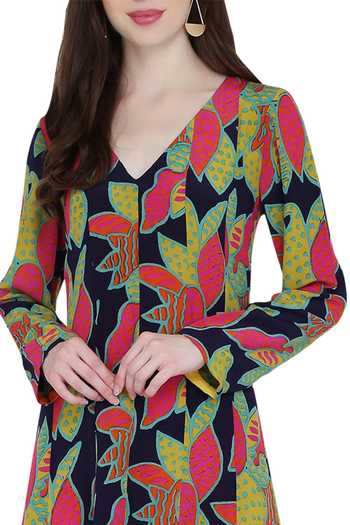 Buy_Anupamaa Dayal_Black Silk Printed A-line Dress_Online_at_Aza_Fashions