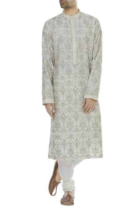 Rar Studio Off White Chanderi Handloom Kurta Set  