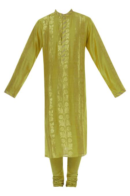 Buy_Rar Studio_Yellow Chanderi Handloom Kurta Set_Online_at_Aza_Fashions