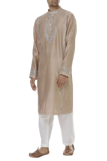 Rar Studio Beige Chanderi Handloom Kurta