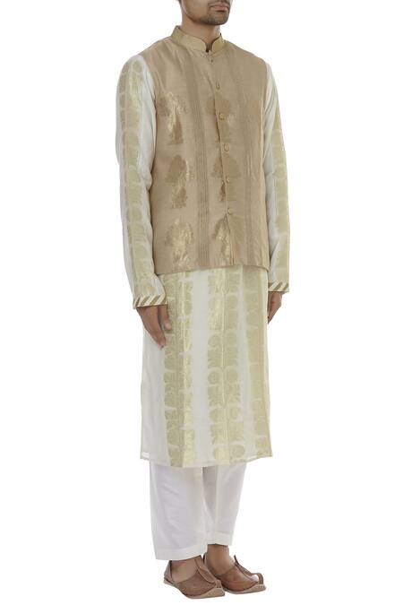 Rar Studio_Beige Chanderi Handloom Bundi_Online_at_Aza_Fashions