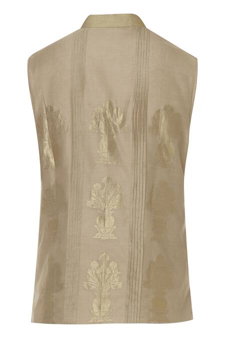 Shop_Rar Studio_Beige Chanderi Handloom Bundi_Online_at_Aza_Fashions