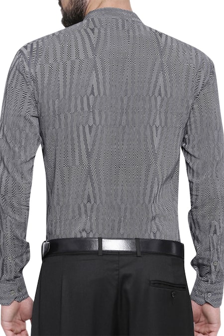 Mayank Modi - Men_Black Linen Slim Fit Shirt_Online_at_Aza_Fashions