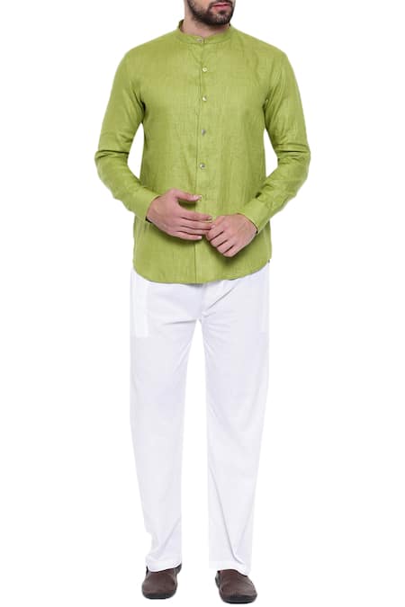 Mayank Modi - Men Linen Slim Fit Shirt 