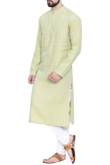 Mayank Modi - Men_Yellow Linen Kurta Set For Kids_Online_at_Aza_Fashions