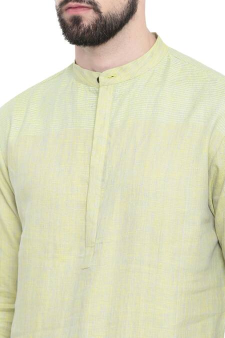 Buy_Mayank Modi - Men_Yellow Linen Kurta Set For Kids_Online_at_Aza_Fashions