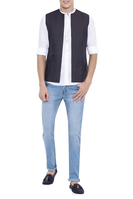 Mayank Modi - Men Linen Short Jacket 