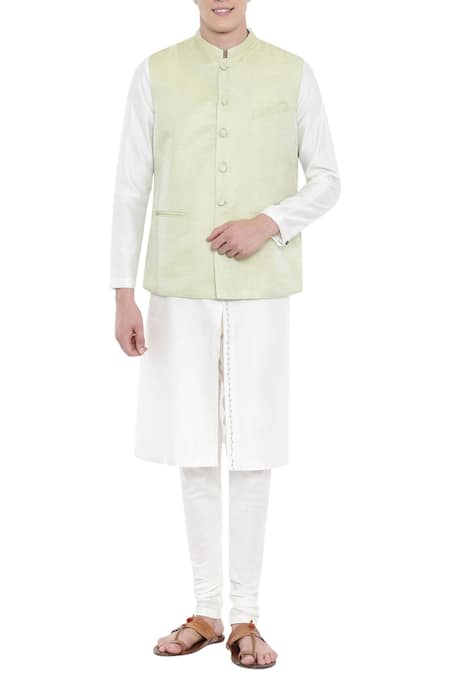 Mayank Modi - Men Jaquard Silk Bundi 