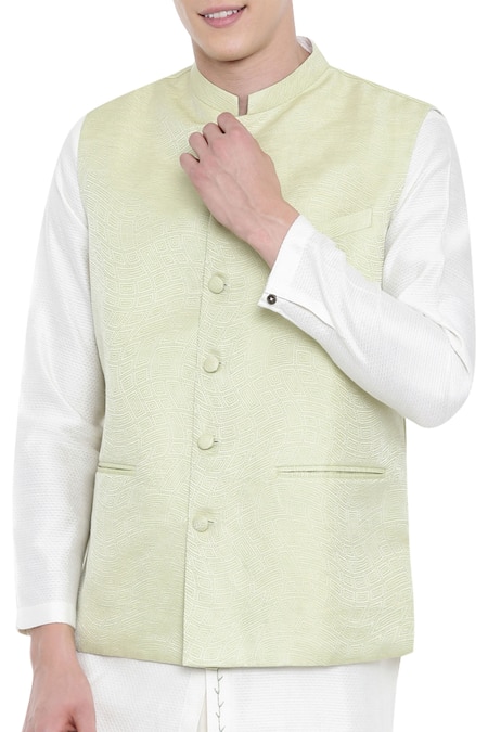 Mayank Modi - Men Jaquard Silk Bundi 